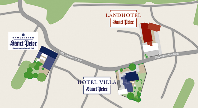 Skizze Anfahrt Hotel Villa Sanct Peter